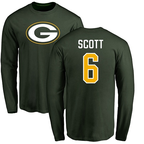 Green Bay Packers Green #6 Scott J K Name And Number Logo Nike NFL Long Sleeve T Shirt